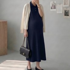 [당일출고] 수엠W 임산부 카라 롱원피스 수유가능 반팔 여름 하객룩 T08 라인버튼원피스