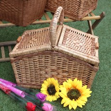 라탄 피크닉 바구니 중, 1세트