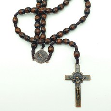 로자리오 천주교 카톨릭 십자가 목걸이 나무 묵주 굿즈 성물 선물 용품 남자 여자, 갈색, 1개