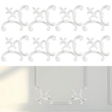 DELORIGIN 8피스 코너 벽 몰딩 키트 프렌치 스타일 가구 아플리케 플라워 몰딩 데칼 웨인스코팅 코너 패널 벽 캐비닛 문 침대 사진 프레임 드레서 거울 장식 9.5 x 1, DELORIGIN 8피스 코너 벽 몰딩 키트 프렌치 스