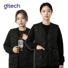 디테크 V넥 캠핑 보온 기모조끼 usb 열선 낚시발열조끼 온열 조끼 발열 패딩