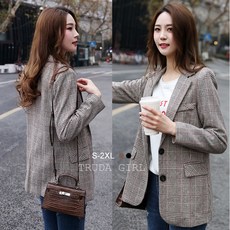 《杜達女孩》含內裡挺版英倫風西裝外套 秋冬復古毛呢格紋外套 秋冬外套 毛呢西裝外套 內裡 格子外套 西裝外套 大尺碼 女