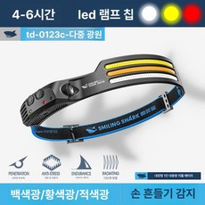 신형 헤드램프 초강력 충전식 야간 낚시용 헤드밴드, 1개, 화이트 옐로우 레드 4-6h 100㎡