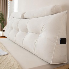 등받이 쿠션 커버 등쿠션 침대헤드 세련된 쇼파 럭셔리, 무광 벨벳-화이트