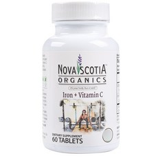 NOVA SCOTIA ORGANICS 鐵 + 維生素 C 片劑 無麩質素食, 60顆, 1罐