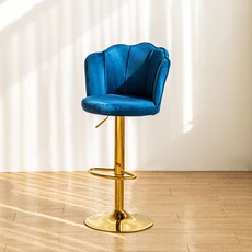 체리브 릴리바체어 회전 유압 벨벳 골드 바텐 바 아일랜드 패브릭 홈 인테리어 빠텐, 1개, 블루