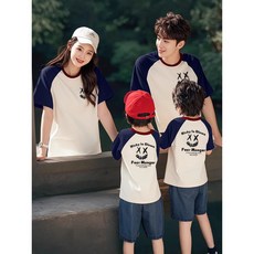 美式嘻哈親子裝韓版寬鬆純棉短袖T恤全家裝，台灣現貨，舒適透氣，多種尺寸可選