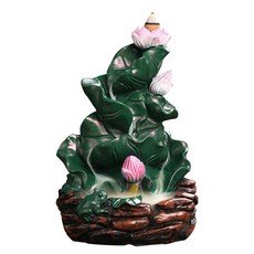 新品樹脂倒流香爐 創意蓮花荷葉倒流香薰爐家居飾品擺件原創, 1個