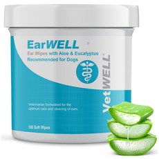 EarWELL by VetWELL Dog Ear Wipes - Otic Cleaning Wipes for Infections and Controlling Ear Odor in