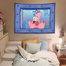 스펀지밥 징징이 애니 캐릭터 인테리어 창문 패브릭 포스터 벽걸이 장식, 뚱이 B