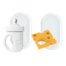 심통 실리콘 젖병 치즈 2종 세트 치발기 보관케이스포함, 1세트, 화이트+치즈옐로우, 치발기2종