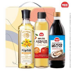 해표 카놀라유 사과식초500ml 굴간장500ml(3종), 1세트, 카놀라유500ml+맛술500ml+굴간장500ml