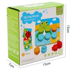 木質創意蘑菇釘拼板幼兒教具 顏色認知 智力拼圖 木町拼板 桌遊 蘑菇釘 拼圖 兒童教具 玩具, 1個, 紙盒微凹（已折扣，自用可選，內容物完整）