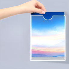 무타공 a4 투명 아크릴 포켓 알림판 게시판 부착형 벽메뉴판 종이꽂이 액자 사무실 아파트 학원, 단품