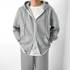 evecompany 冬季寬鬆內襯刷毛連帽拉鍊大尺碼 4394-1