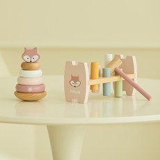 폴라비 아기 링쌓기 망치놀이 세트 원목 장난감 12개월 13개월 선물, 여우, 1개
