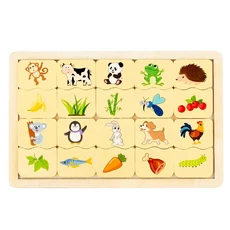 Kids Number Animal Cognitive Matching Puzzle Montessori Concentration Memory Training Wooden Educati