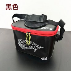 DFMEI 摺疊釣箱帶蓋加厚手提便攜釣魚活魚桶裝魚桶魚護桶, 1個, 黑色