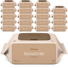 베베숲 시그니처 위드 브라운 아기물티슈 캡형, 65g, 70매, 20개