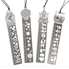 업위드 책갈피 겸용 도형자 금속책갈피 스테인레스자 메탈북마크, 벌룬