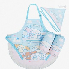 시나모롤 솜사탕 앞치마 어린이 앞치마 토시 두건 3종 세트