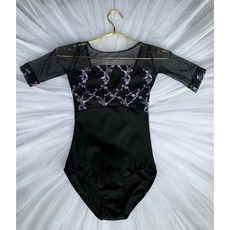 발레복 레오타드 우아한 중간 소매 발레 성인 연습 댄스 여성 하이 퀄리티 팀 체조 커버, 없음