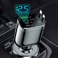 헤누스 동시 5대 충전 차량용 고속 충전기 아이폰 차량용 시거잭 (애플+C타입), 블랙