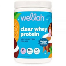 Wellah 투명 분리 유청 단백질 파우더 (블루 하와이) 10회 분량 - 20g 90칼로리 스테비아로 단맛 256138, Wellah 투명 분리 유청 단백질 파우더 (블루 하와, 1개