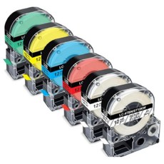 BNC 엡손 호환 라벨테이프 라벨프린터기 라벨기 테이프, 6미리, 노랑배경 검정글씨