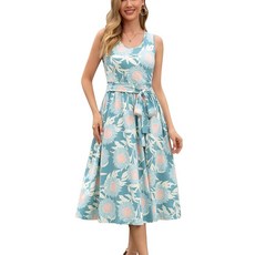 QINYI 여성용 수유 드레스 모유 수유 편안한 면 미디 모유 수유 드레스 포켓 포함 민트 그린 플로럴. 2X