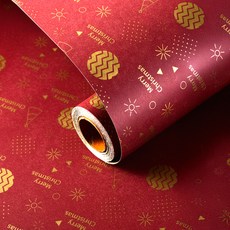 크리스마스 크라프트 롤 포장지 10m, 1개, 레드 크리스마스
