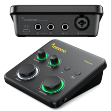 마오노 24bit / 192kHz 레코딩 팟캐스트 방송 녹음용 오디오 인터페이스, 블랙, PS22 Lite