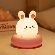 락톡마켓 애니멀 미니 무드등 터치식 캐릭터무드등 수면등 수유등 USB충전식, B.토끼 화이트