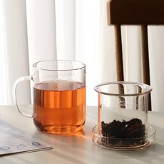 앙쥬 내열유리 차거름망 + 머그컵 430ml, 1개, 투명