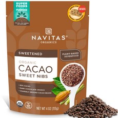 나비타스 오가닉스 카카오 스위트 닙스 4온스 백 28회 Navitas Organics Cacao Nibs Bag 28 Servings - Organic Non-GMO F, 4 온스 (1팩), 1개, 달게 한