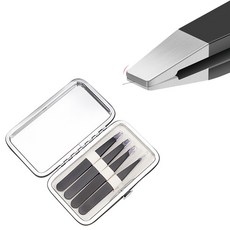 LUMIEL 완전정밀 전문가급 트위저 4종 거울셋트 속눈썹 핀셋 눈썹 족집게, LU1001-쪽집게4종세트(블랙)