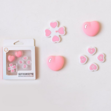 닌텐도 스위치 OLED 스위치 조이콘 호환 스틱커버 버튼 커버 세트, 1세트, 핑크하트, 스틱&버튼커버