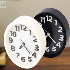 월닷디자인 저소음 원형 탁상시계 탁상용알람시계, 화이트, 화이트