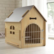 펫 원목 강아지 하우스 애완견 튼튼한 심플 우드 아늑한 인테리어 반려견 동물 애완묘, S-스몰, 적송(철문)배송