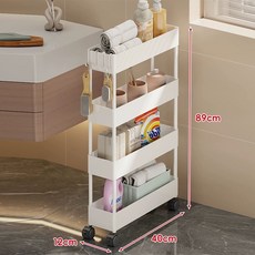 욕실 화장실 틈새 수납 선반 슬림 소형 정리대, 1개, [12cm 폭] 화이트 4단