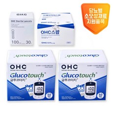 오상헬스케어 글루코터치 혈당시험지 100p+채혈침 100p+알콜솜 100p, 100매, 1개