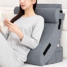 역류방지 등받이 쿠션 헤드 침대 부드러운 대형 베개 리클라이닝 임산부 허리보호, 03. 카키 기본형