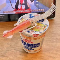 新款周邊 搞怪烏賊叉日式抽象叉子日清烏賊章魚趣味創意叉子日料搞怪餐具泡面叉子, 1個, 日清烏賊章魚泡面叉【1個】