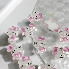 키티 네일 파츠 (3개입) 캐릭터네일 키치네일, 키티 전신 연핑크, 3개