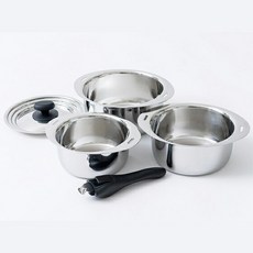 JN-ST-1 miyaco 십득 냄비 세트 겸용 뚜껑 소스포트 16・18・20cm 한손 핸들