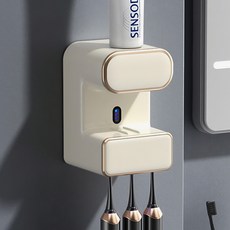 자동센서 치약 디스펜서 겸 UVC 칫솔살균기(아이보리), 상세 참조, 상세페이지 참조