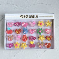 LED 반짝반짝 글리터 비즈 반지 세트, 24개