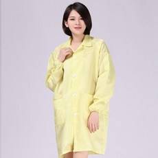 工作服 無塵服大褂 防塵靜電服, 1個, 黃色 長款大褂 不送帽,XXL