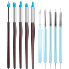 UUSYCUN 10개 실리콘 점토 조각 도구 양방향 셰이퍼 및 브러시 모델링 점찍기 폴리머 클레이 도자기 공예 네일 아트 암석 블렌딩 드로잉 에어드라이 세라믹, UUSYCUN 10개 실리콘 점토 조각 도구 양방향 셰