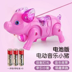 電動牽繩小豬 兒童玩具, 1個, 【電池版】粉色小豬+送繩子